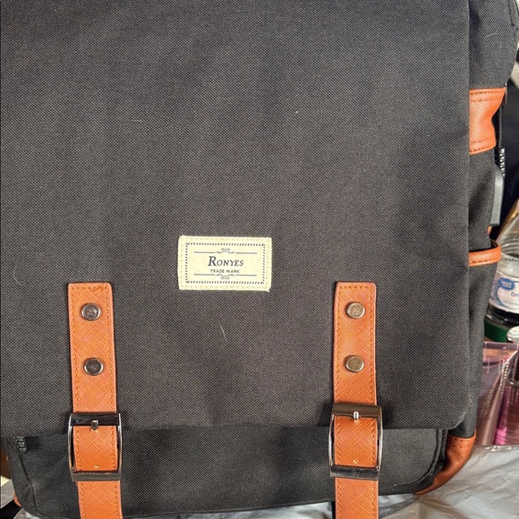 Black and Tan Men's Backpack - Picture 2 of 11